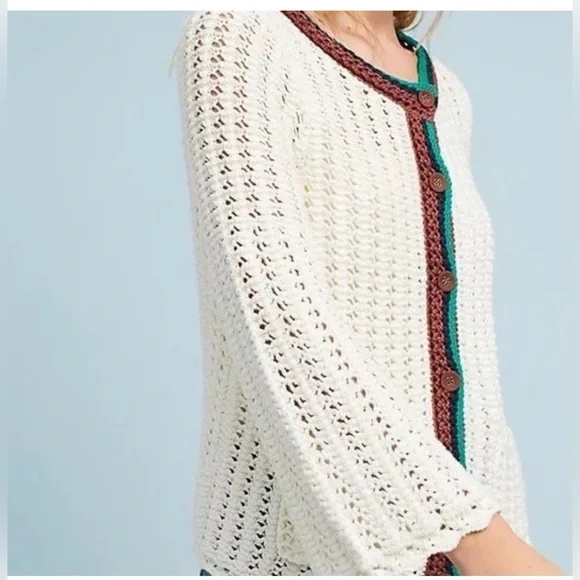 Anthropologie Women’s Elsie Open Button Up Knit Caridgan Size Small - Picture 4 of 13